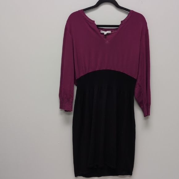 2X NY Collection Dark Fushia And Black Dress With Sparkle Accents. NWT - Picture 1 of 8